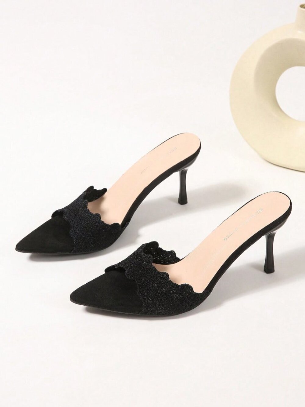 Black Sexy Women's Open Toe Mesh Stiletto High Heel Sandal - Picture 5 of 7